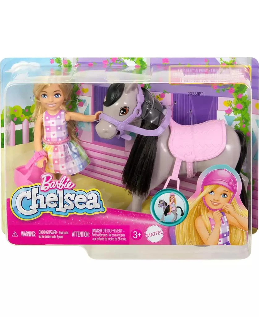 Barbie Chelsea Doll and Horse Toy Set, Includes Helmet Accessory, Doll Bends at Knees to "Ride" Pony 2