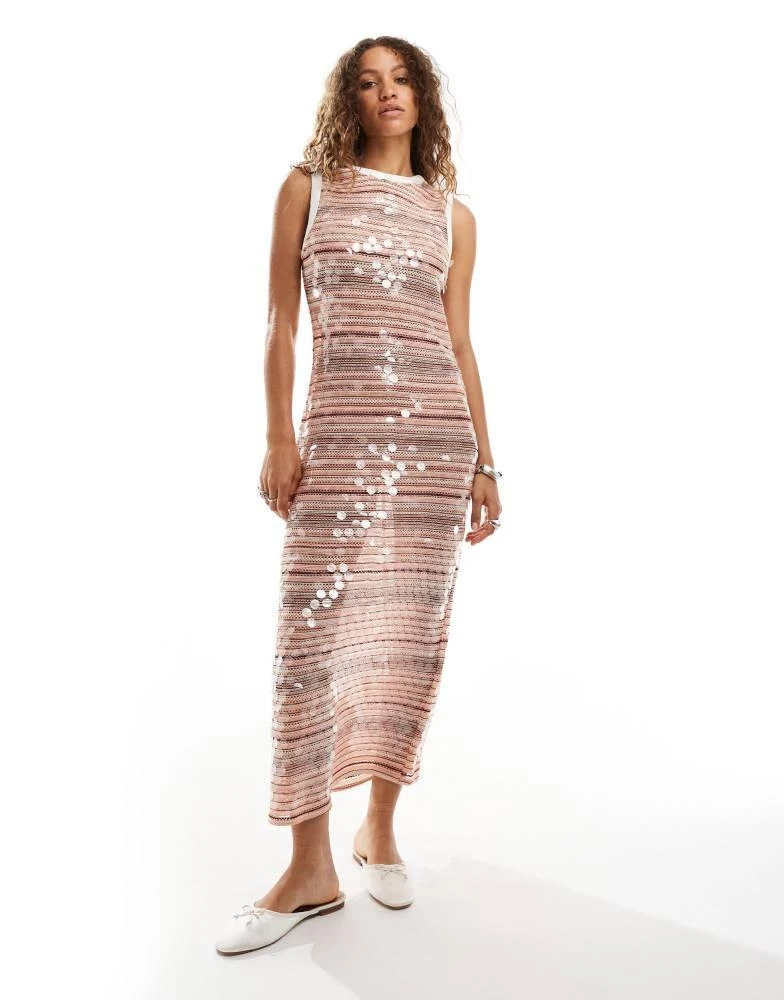 Ghospell Ghospell knit midaxi dress in sequin stripe 1