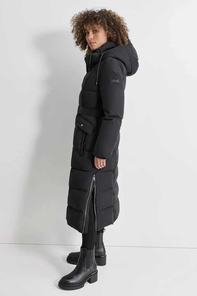 DKNY BOX QUILT LONG PUFFER WITH BELT 3