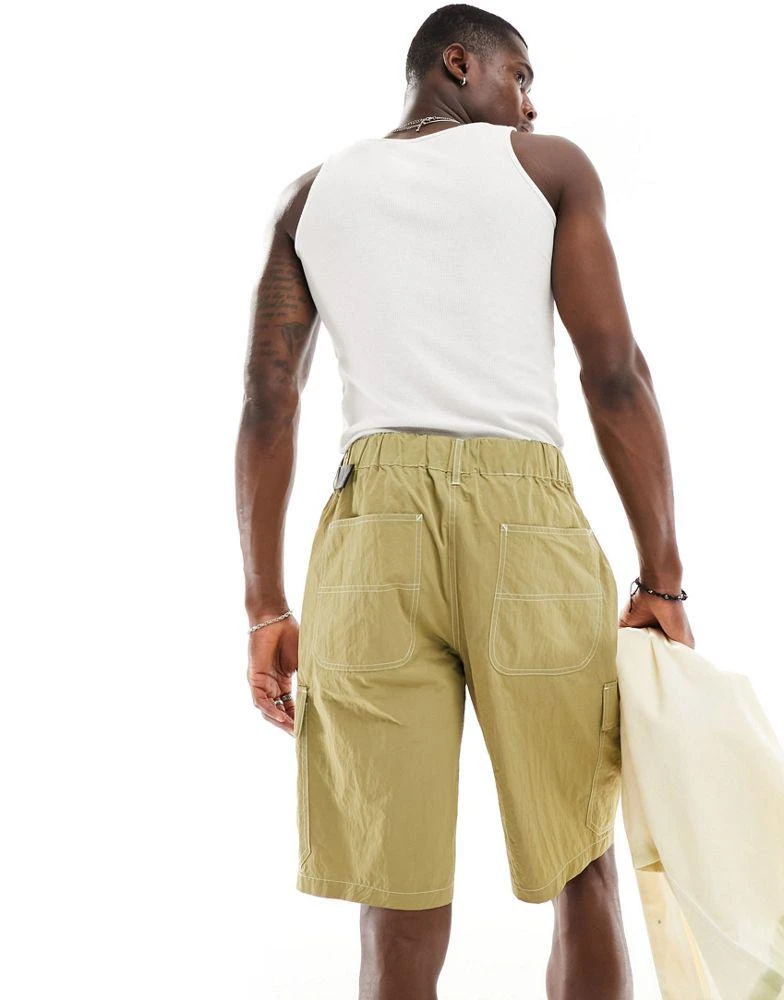 ASOS ASOS DESIGN cargo short with belt detail in khaki 3