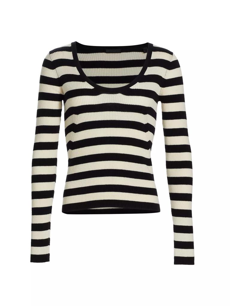 ATM Anthony Thomas Melillo Striped Wool U-Neck Sweater