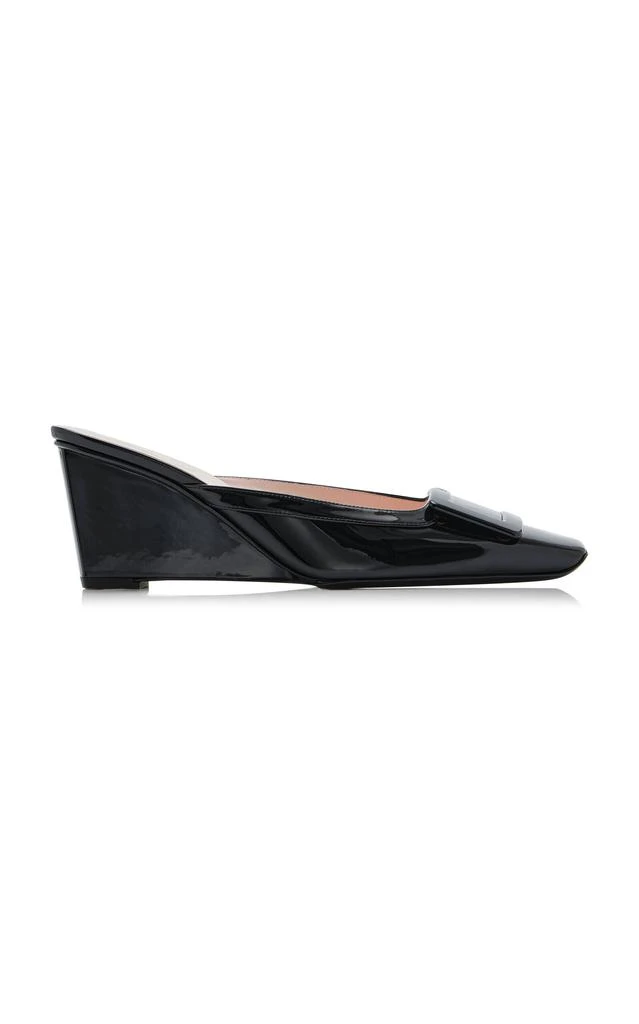 Roger Vivier Roger Vivier Belle Vivier Leather Mule Wedges - Moda Operandi