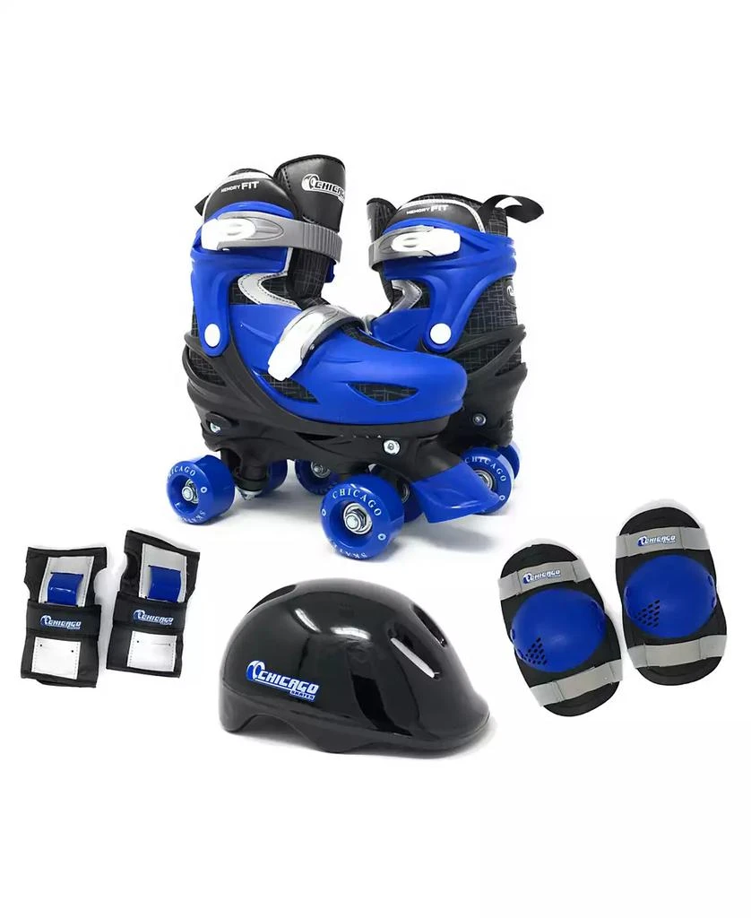 Chicago Skates Chicago Boys Adjustable Quad Roller Skate Set, 7 Pc Set - Size M (1-4) 9