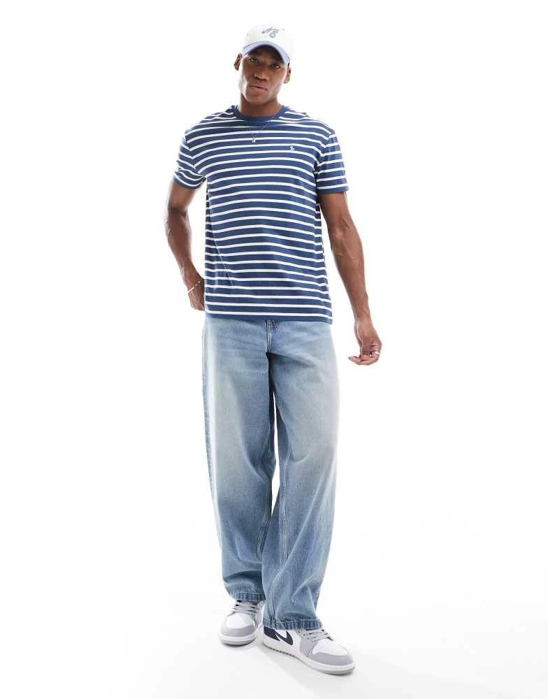 Ralph Lauren Polo Ralph Lauren icon logo stripe t-shirt in mid blue/white 2