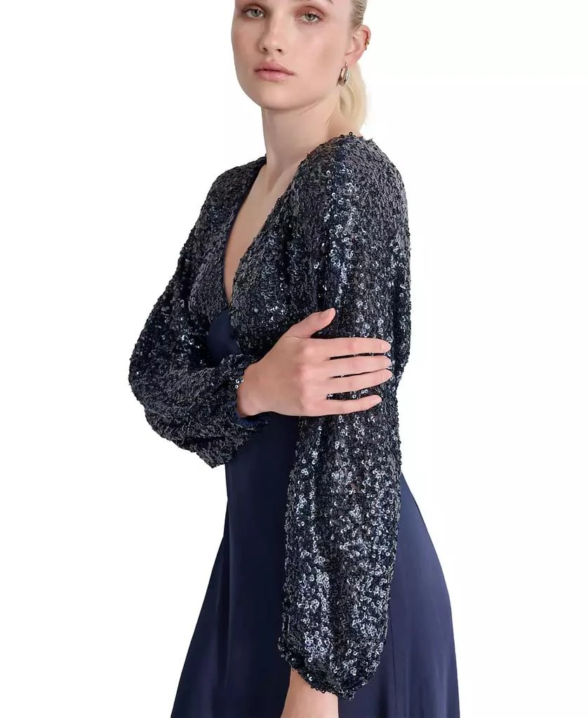 DKNY Women's Sequin Embellished Blouson-Sleeve Gown 5