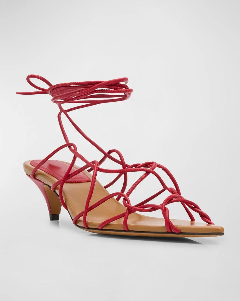 Khaite Arden Strappy Caged Ankle-Tie Sandals 3