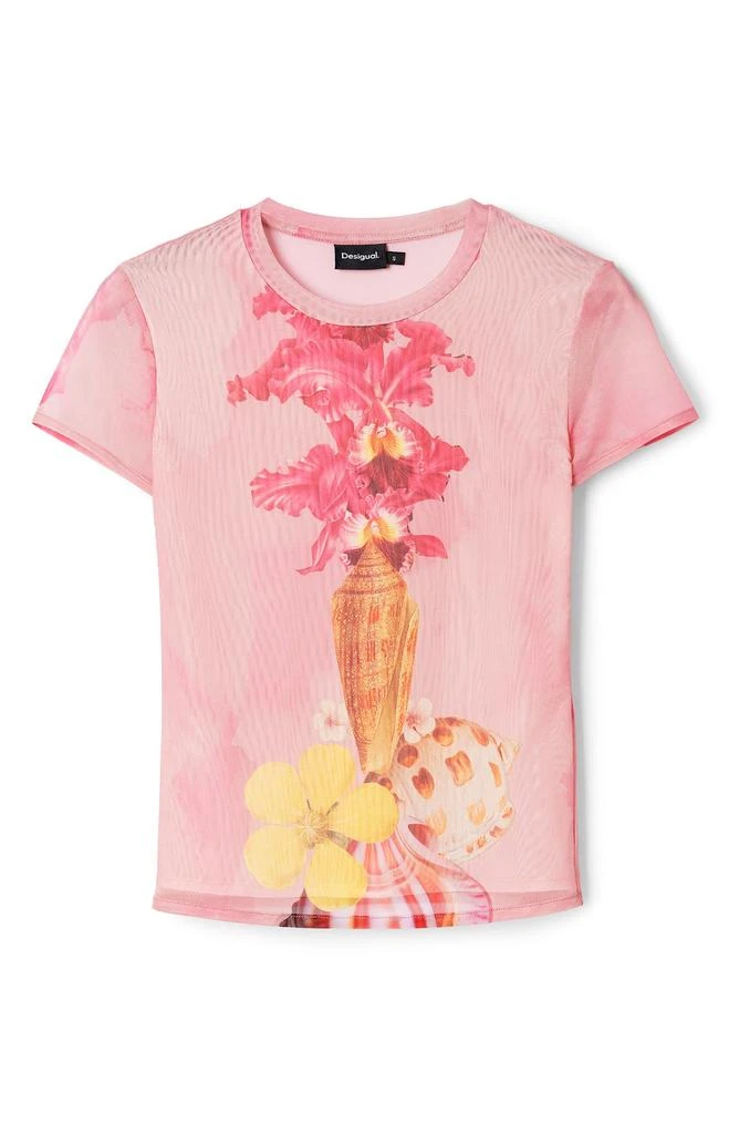 Desigual Orchid & Shell Graphic T-Shirt 5
