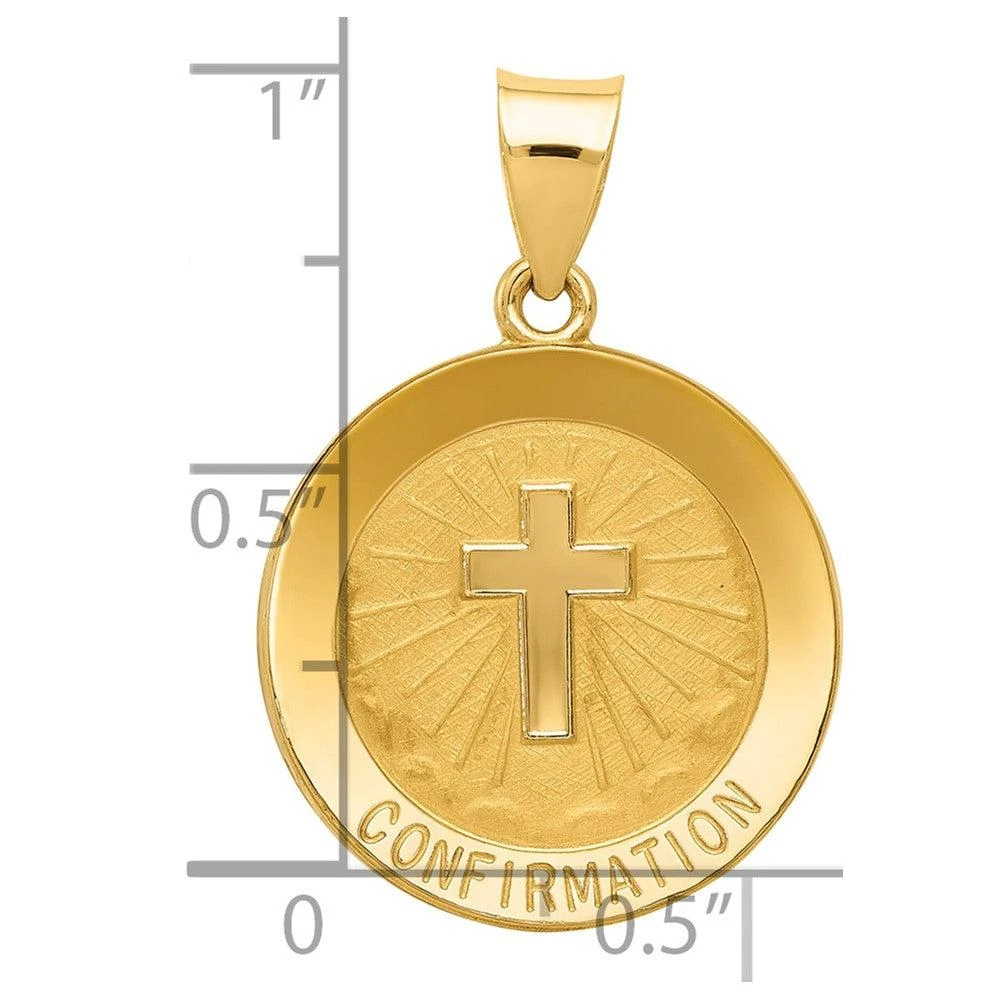 Diamond2Deal 14k Yellow Gold Confirmation Medal Hollow Round Pendant 4
