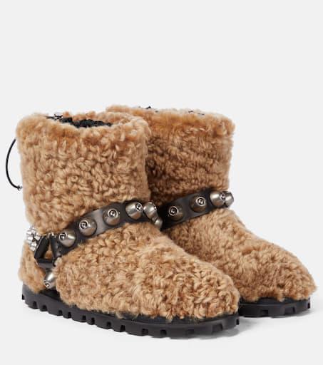 【MiuMiu】Leather boots with shearling Miu Miu SHEARLING BIKER BOOTS | REVERSIBLE