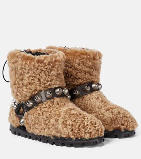 Miu Miu Embellished shearling ankle boots 1