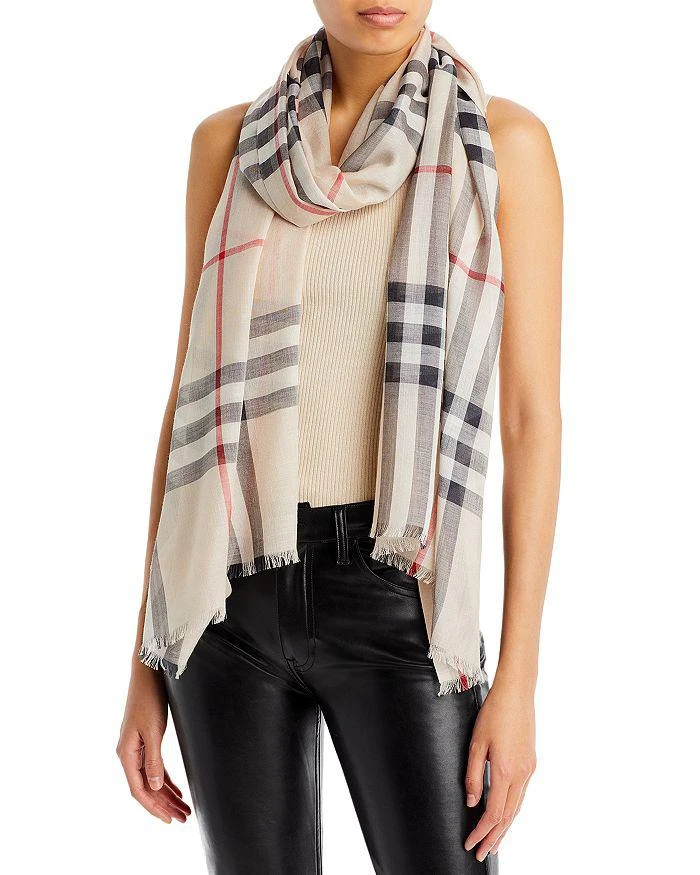 Burberry Lightweight Giant Check Wool & Silk Scarf