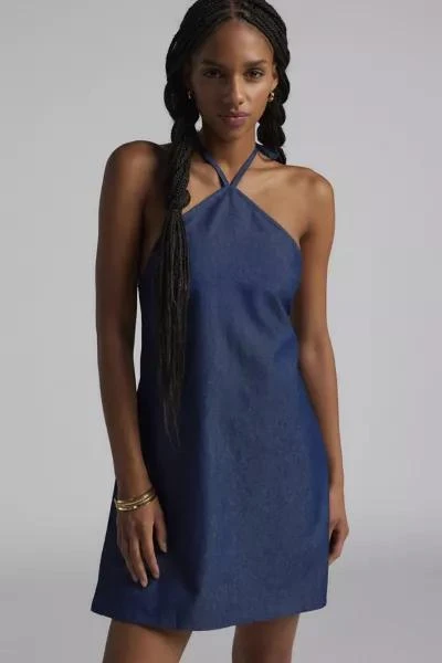 Motel Motel Belinda Denim Y-Neck Halter Mini Dress 1