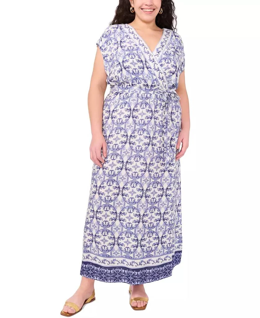 Vince Camuto Plus Size Printed Faux-Wrap Maxi Dress, Exclusively at Macy's 1