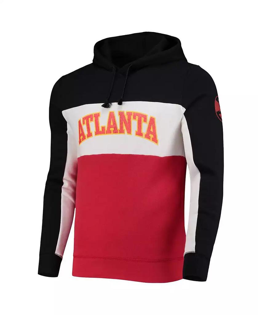 Junk Food Men's Black, White Atlanta Hawks Wordmark Colorblock Fleece Pullover Hoodie