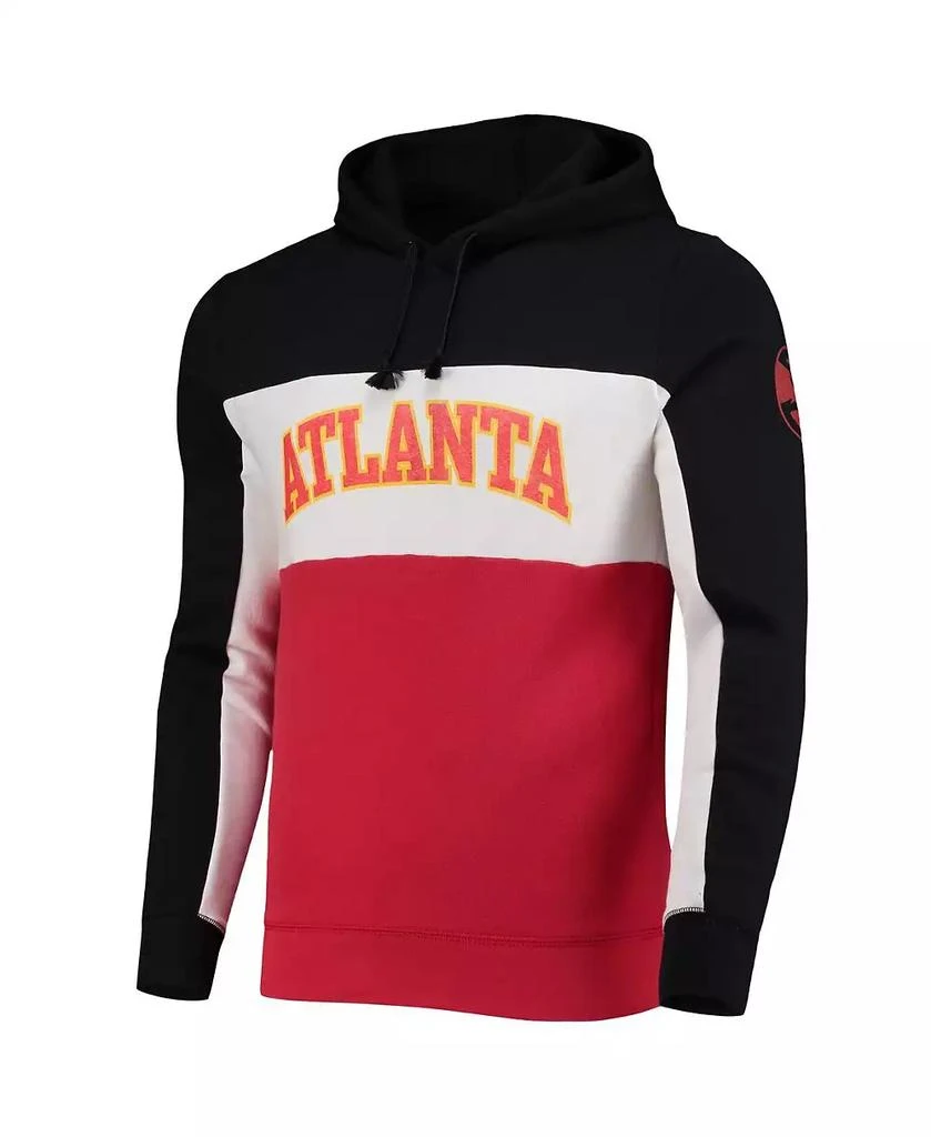 Junk Food Men's Black, White Atlanta Hawks Wordmark Colorblock Fleece Pullover Hoodie 2