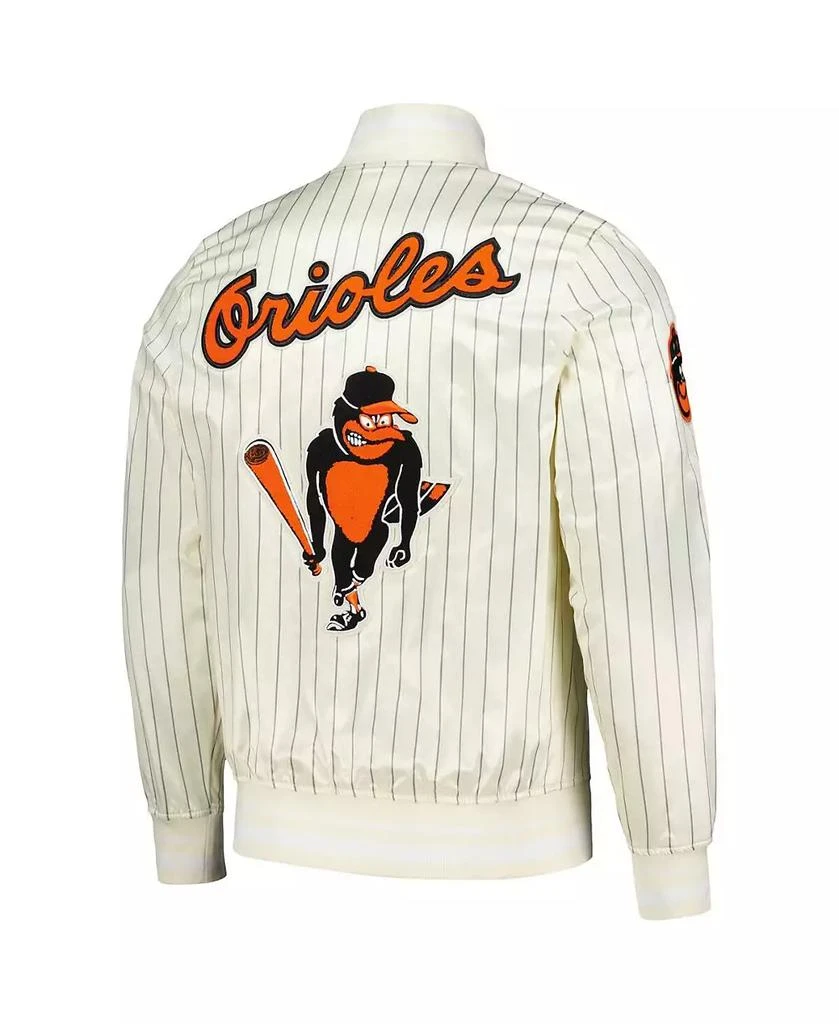 Pro Standard Men's Cream Baltimore Orioles Cooperstown Collection Pinstripe Retro Classic Satin Full-Snap Jacket 3