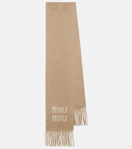 小物 MIU MIU wool scarf Miu Miu Logo mohair-blend scarf - Scarves - Free Shipping