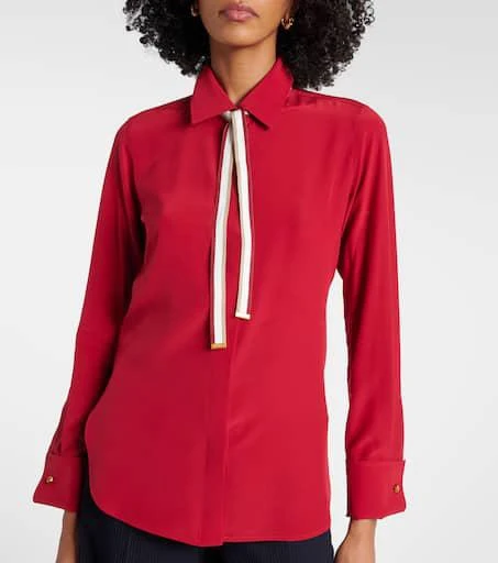 Max Mara Apollo bow-detail silk crêpe blouse 6