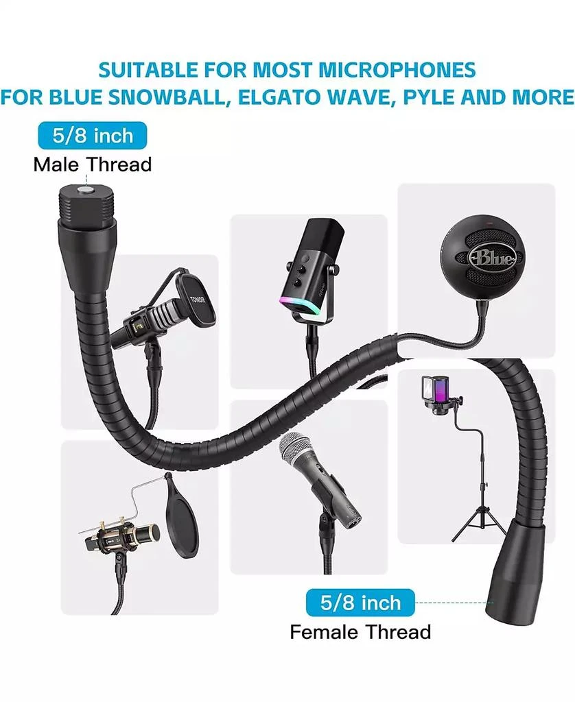 ZealSound Microphone Arm Stand H1 19 and T13-US Black Bundle 7