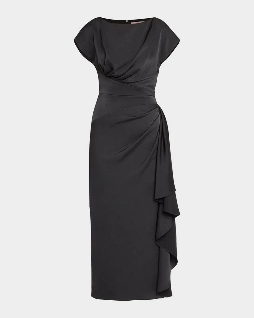 LELA ROSE Florence Draped Short-Sleeve Midi Dress 1