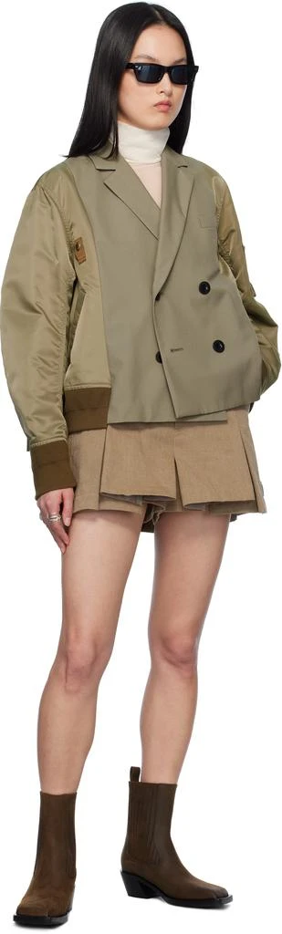 Sacai Beige Mix Denim Shorts 4
