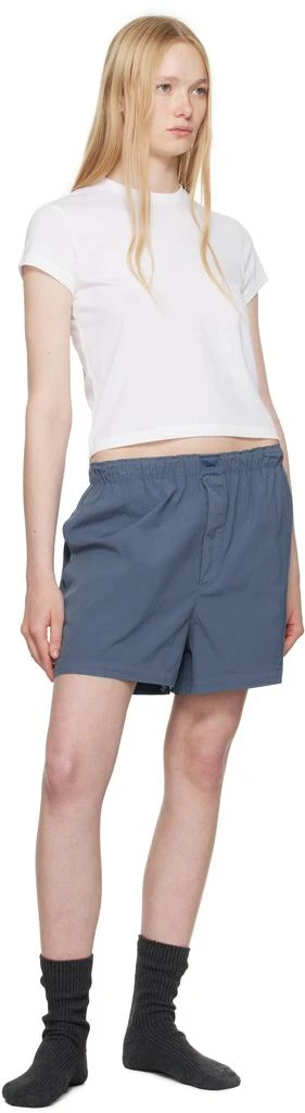 SKIMS Blue Cotton Poplin Boxers 4