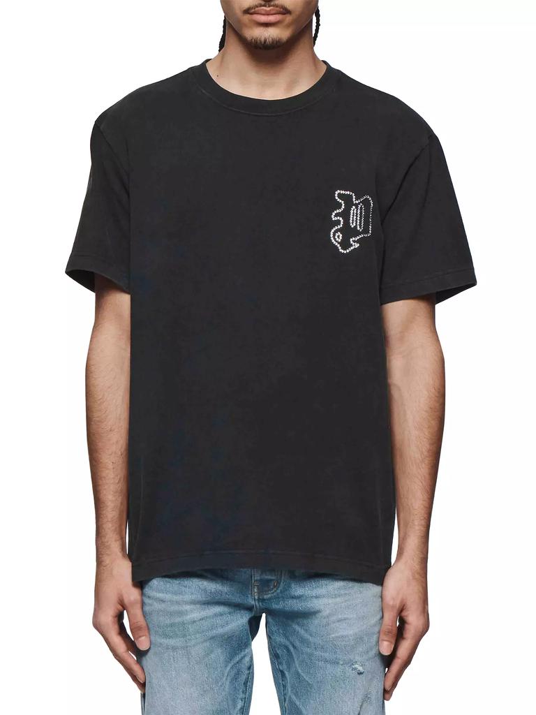 Purple Brand Gothic Crystal-Embellished Logo Cotton T-Shirt