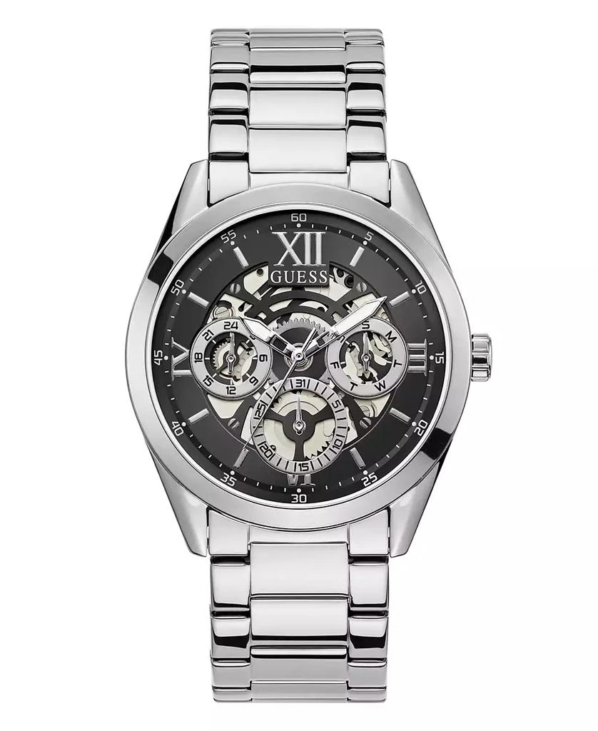GUESS Men's Multi-Function Silver-Tone Stainless Steel Watch 42mm 1