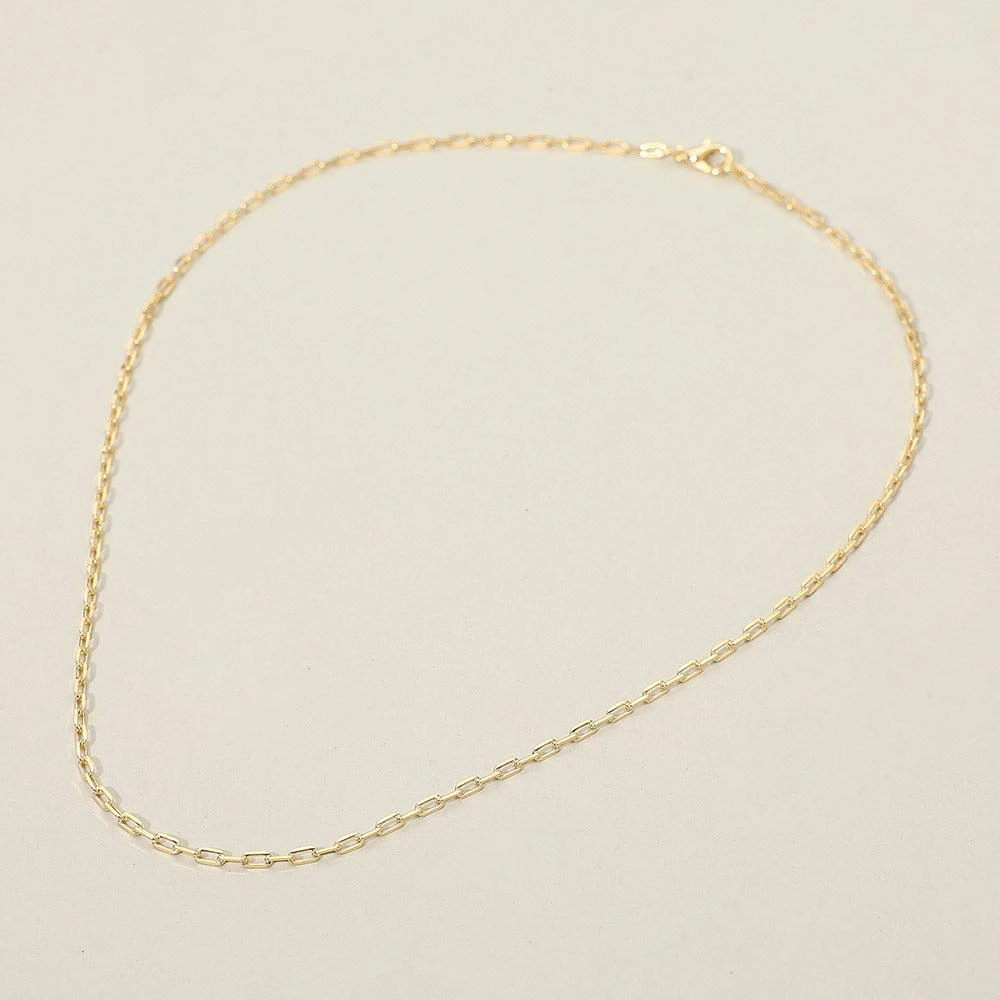 FASHNZFAB 18K Gold Filled Oval Paperclip Chain Necklace 2