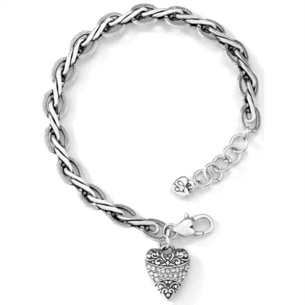 Brighton Women's Crystal Love Charm Bracelet In Silver