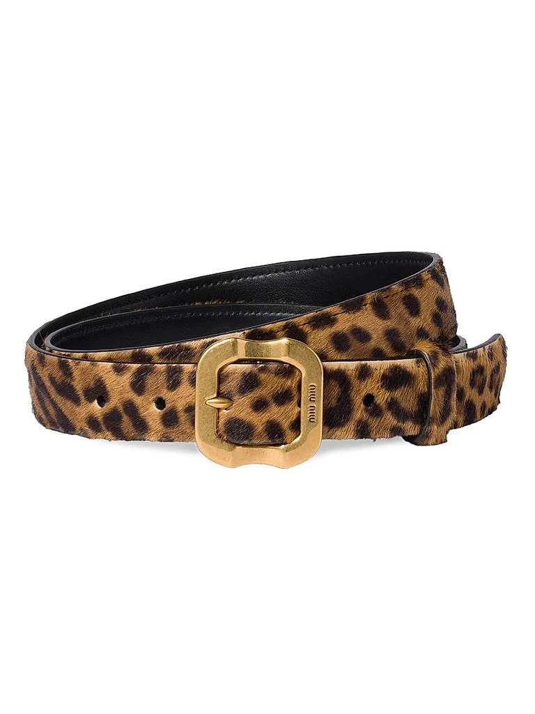 Miu Miu Classic Rectangular Buckle Leather Belt - Belts  display picture 2