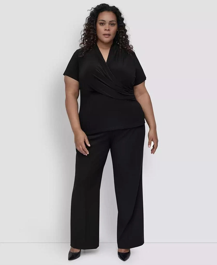DKNY Plus Size Short-Sleeve Faux-Wrap Top 1