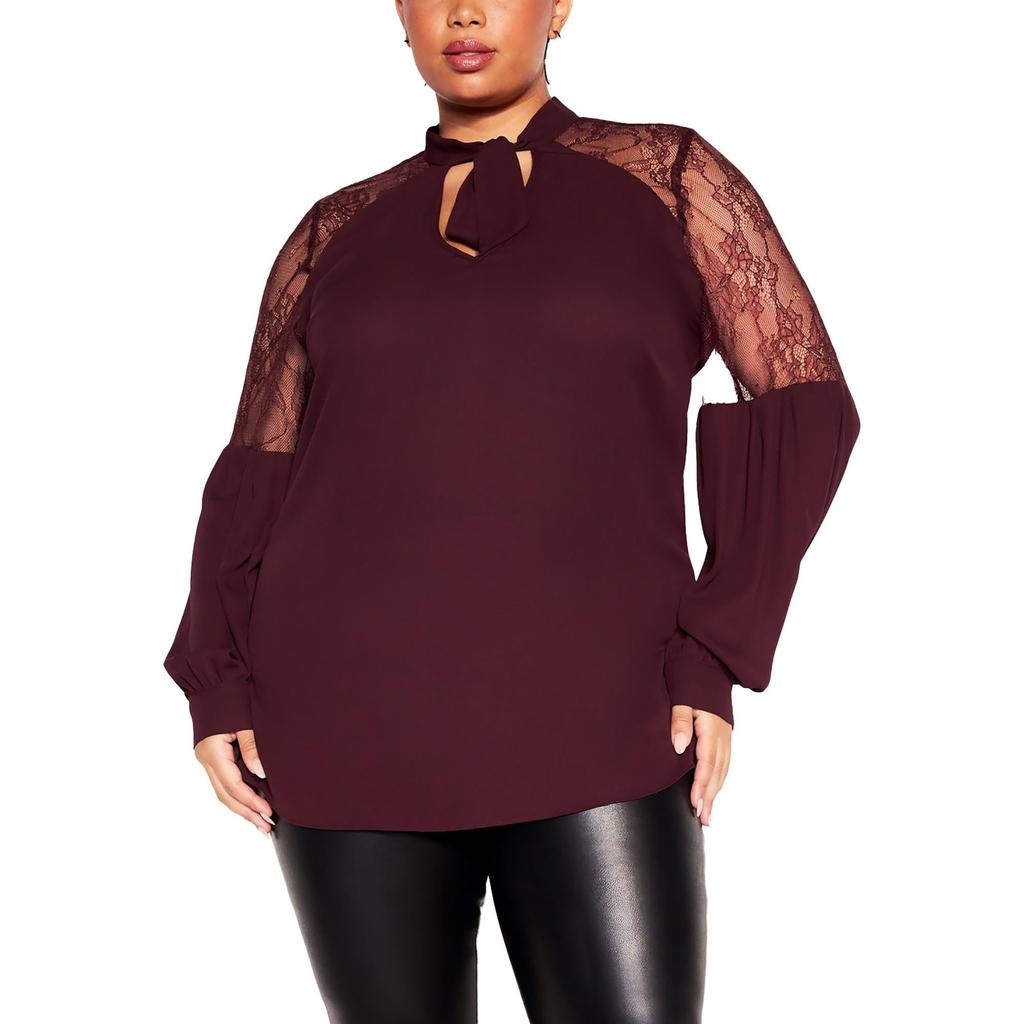 City Chic Womens Lace Polyester Pullover Top