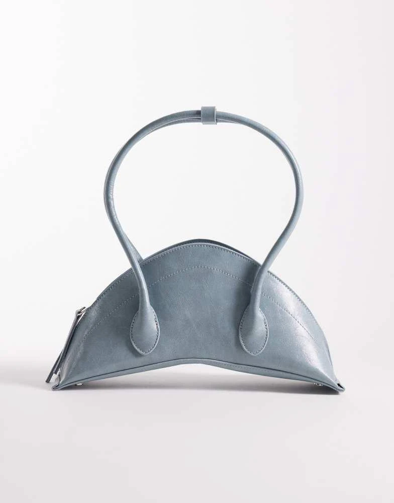 ASOS ASOS DESIGN structured croissant clutch bag in dusty blue