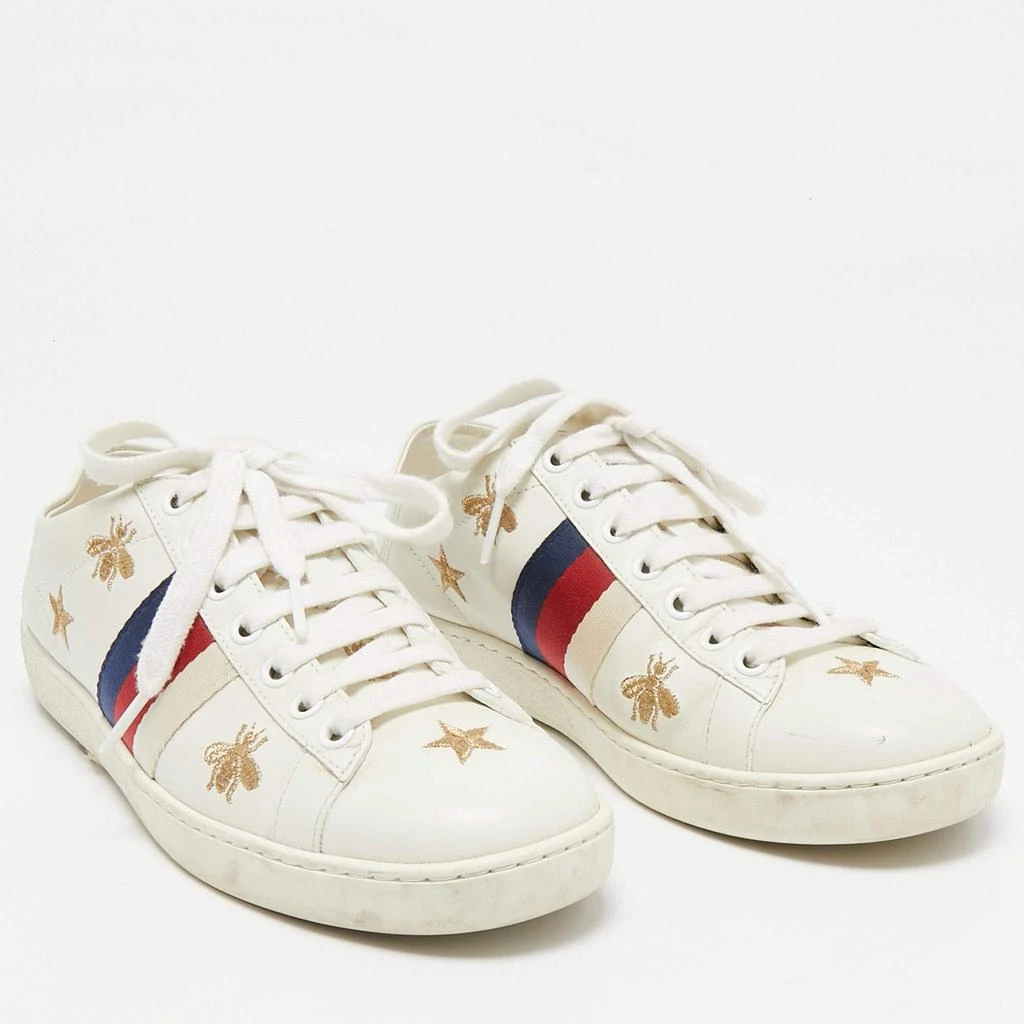 Gucci Gucci White Leather Star and Bee Embroidered Ace Sneakers Size 36 4