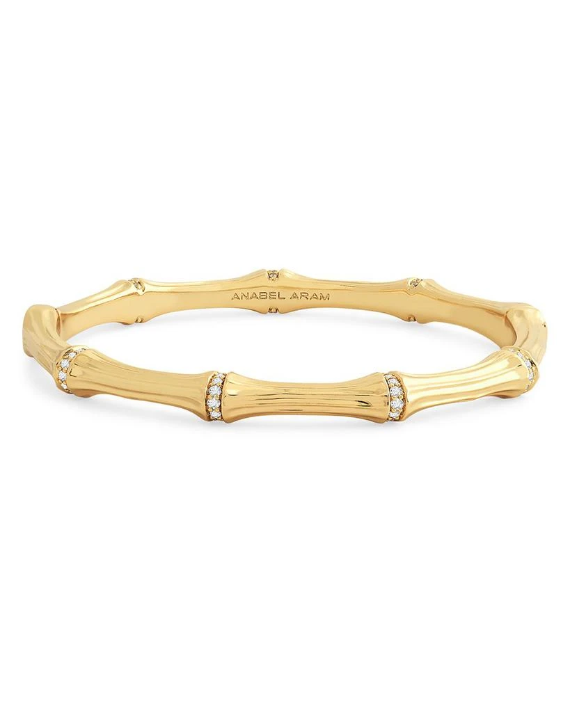 Anabel Aram Sculpted Bamboo Hinged Bangle Bracelet in 18K Gold Plated 4