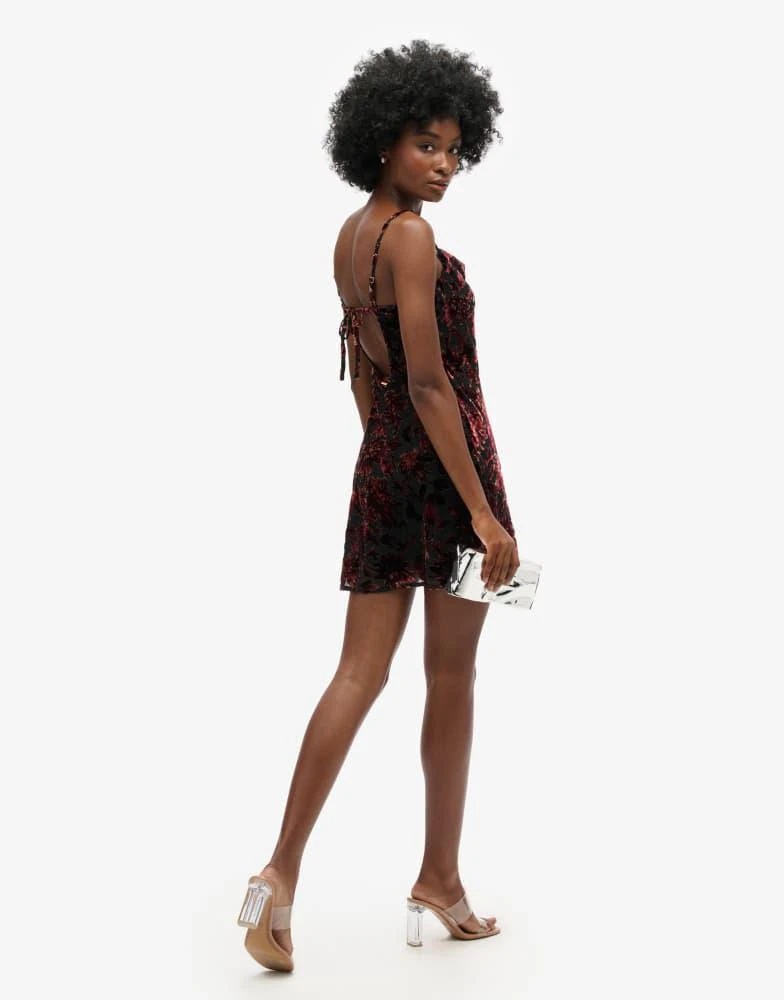 Superdry Superdry Devore cowl neck mini slip dress in merlot red floral 2