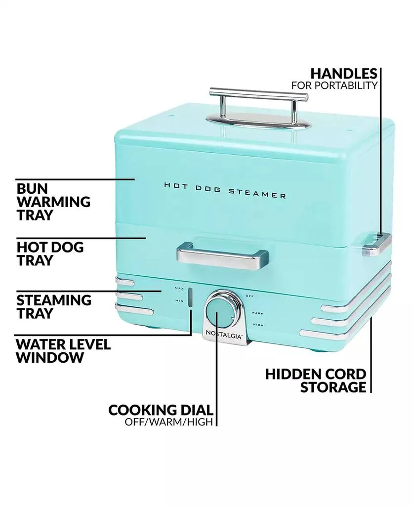 Nostalgia 11.25" Hot Dog Steamer 4