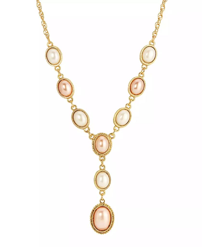 2028 Pink Imitation Pearl Y-Necklace