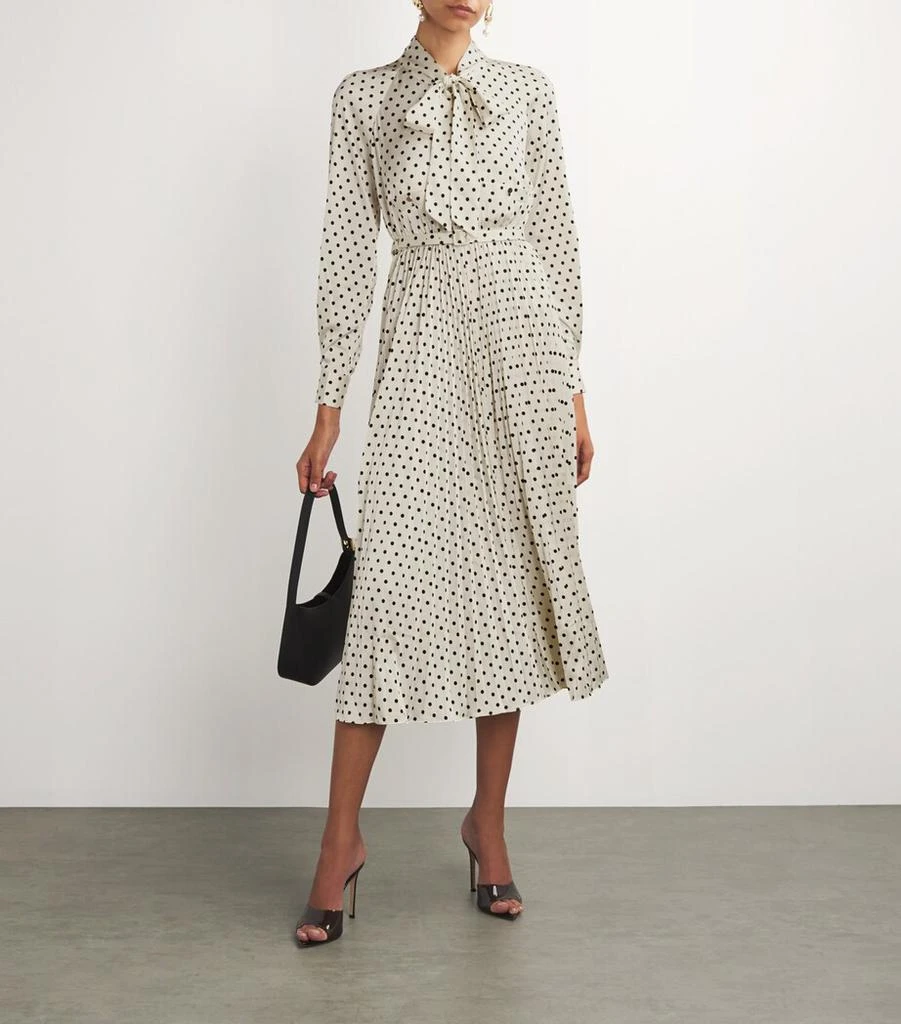 Self Portrait Satin Polka-Dot Midi Dress 2