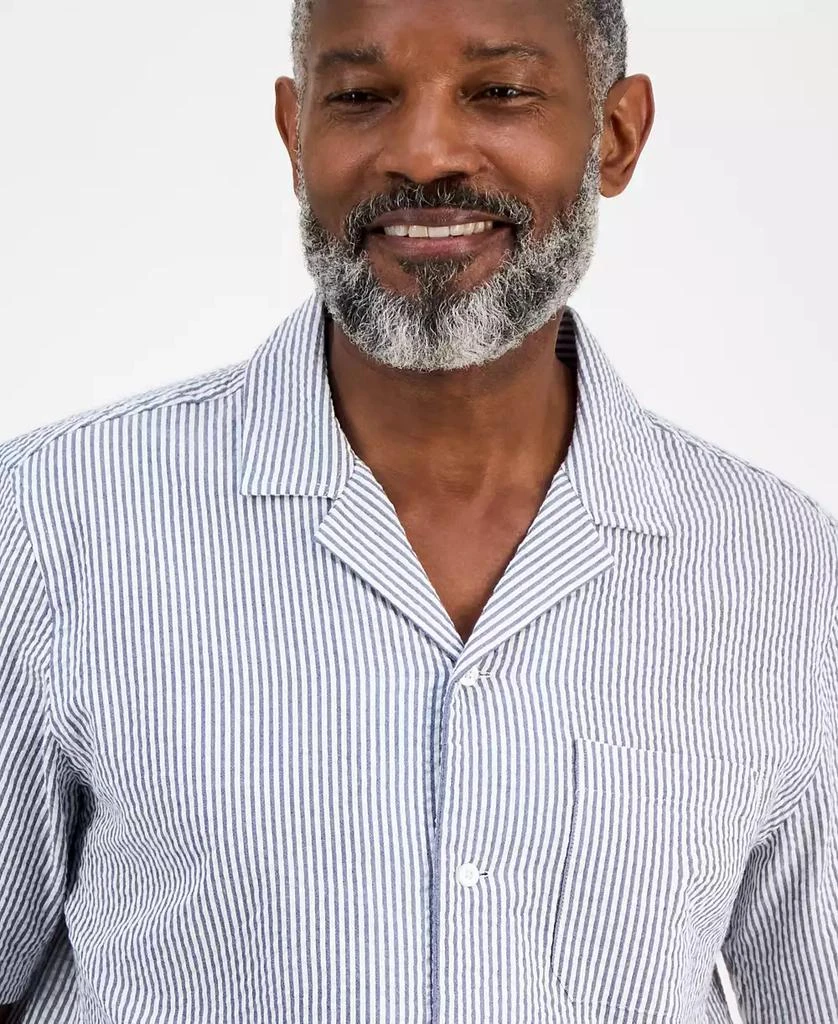 Club Room Men's Short Sleeve Striped Seersucker Button-Front Camp Shirt, Exclusively at Macy's 4