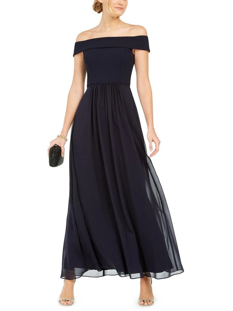 Adrianna Papell Plus Womens Pleated Tea Length Evening Dress 4