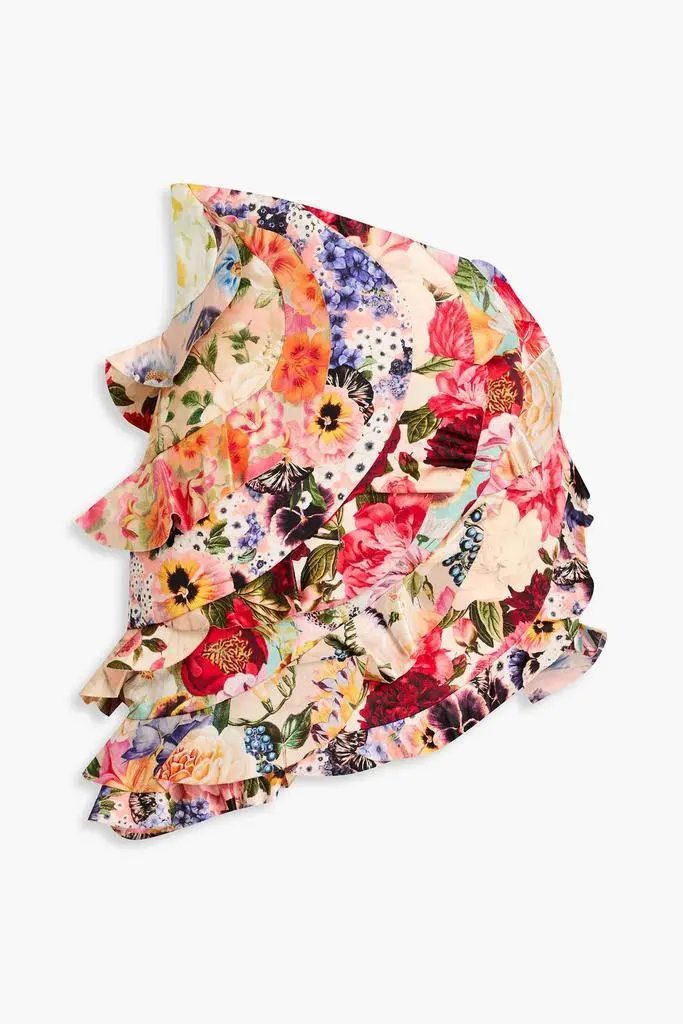 Zimmermann Asymmetric floral-print linen and silk-blend mini skirt