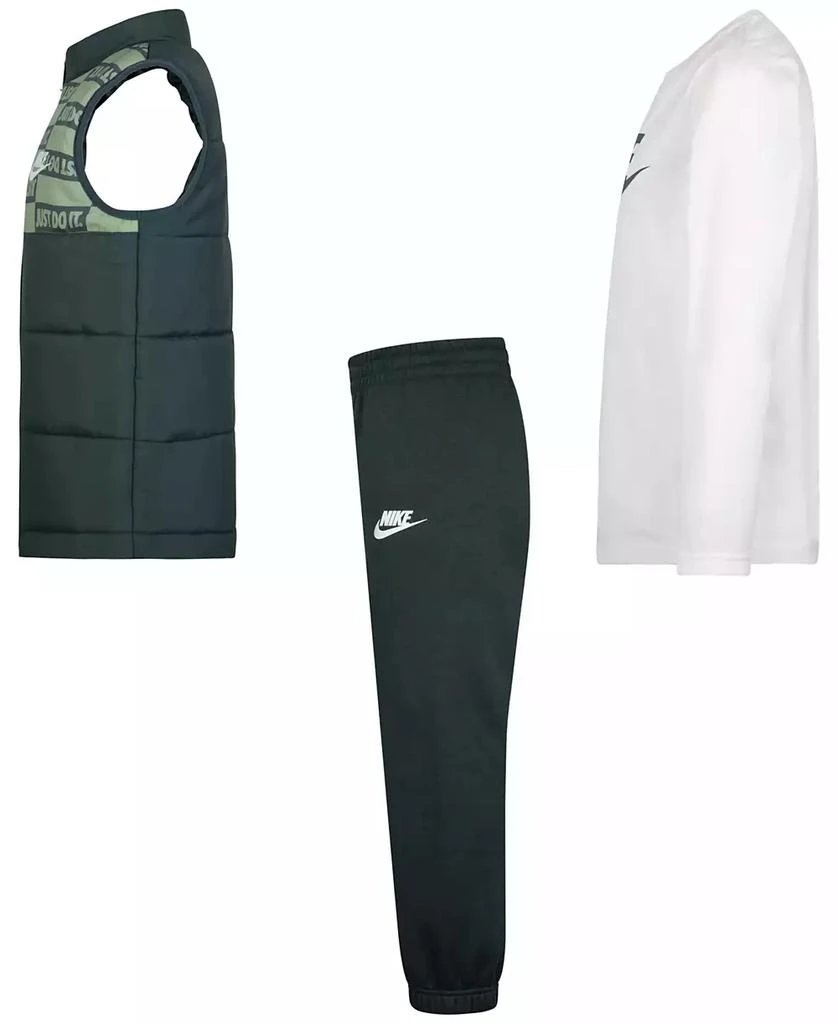 NIKE Little Boys Vest, Logo T-Shirt & Fleece Pants, 3 Piece Set 11