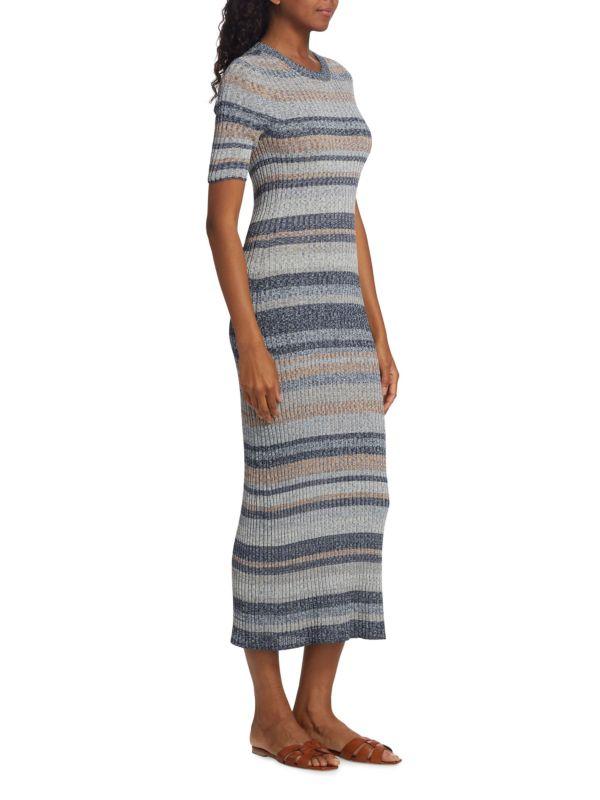 Wonderland Striped Rib Knit Midi Dress – On Sale Now with Up