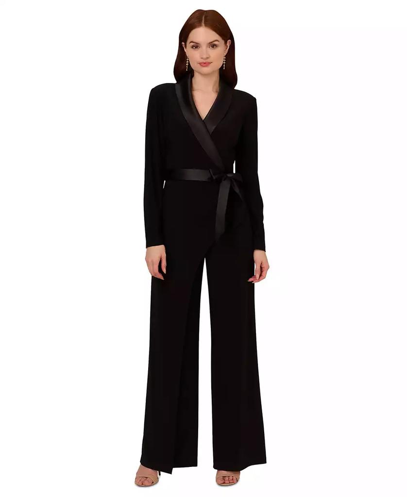 Adrianna Papell Women's Long-Sleeve Tuxedo Jumpsuit