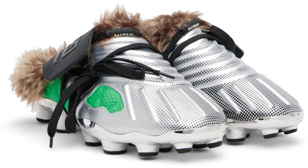 Balmain Silver
Green Half Time Faux Fur-Lined Mule Slip-on Loafers 4