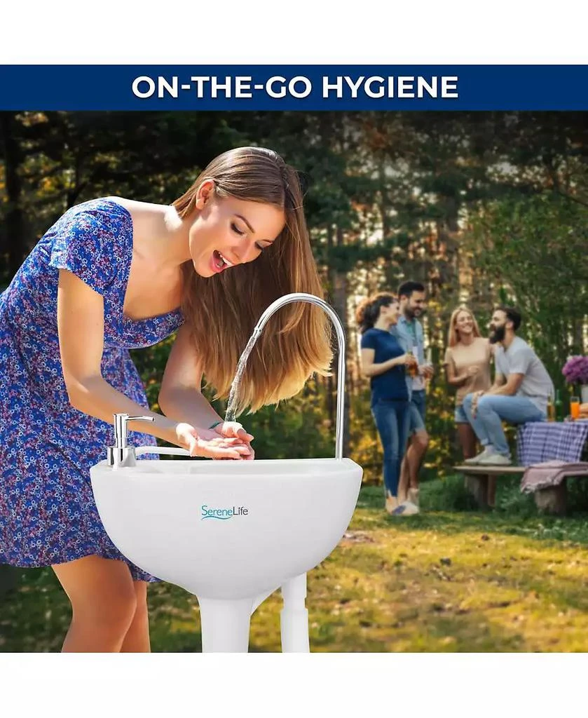 SereneLife Portable Hand-Wash Sink Station with Foot Pump 
Soap Dispenser 2