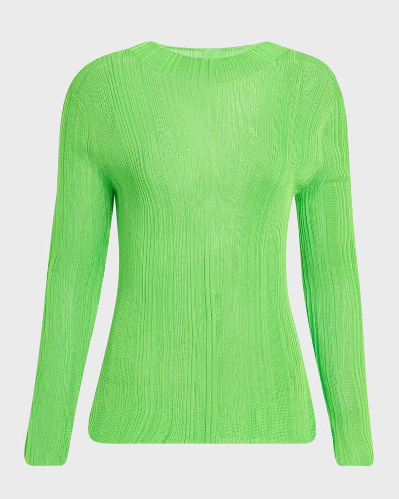 Gabriela Hearst Aveda Mock-Neck Silk Plisse Knit Sweater