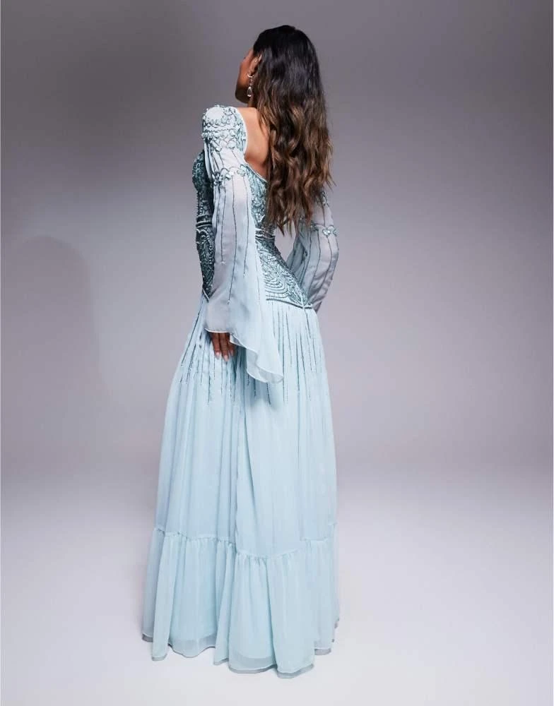 asos design all over embellished maxi dress with flared sleeves AKIRA Femme Flare Cowl Neck Maxi Dress